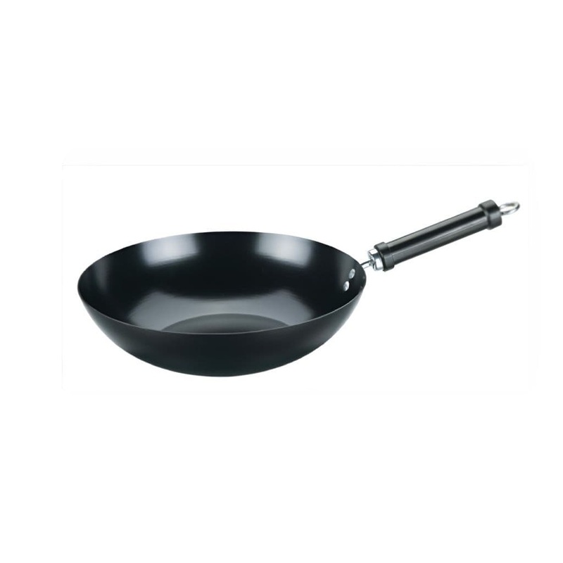 Basiks Carbon Steel Wok + Wood Handle – 30cm