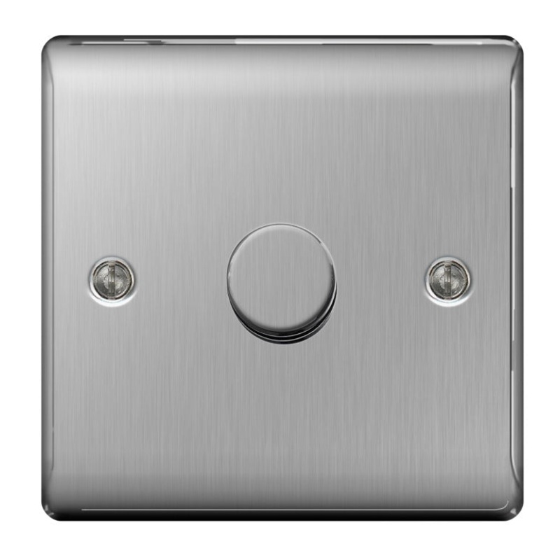 BG Brushed Steel 2way Push 400w – 1 Gang