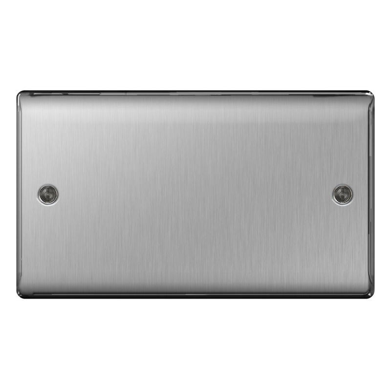BG Brushed Steel Blank Plate – 2 Gang