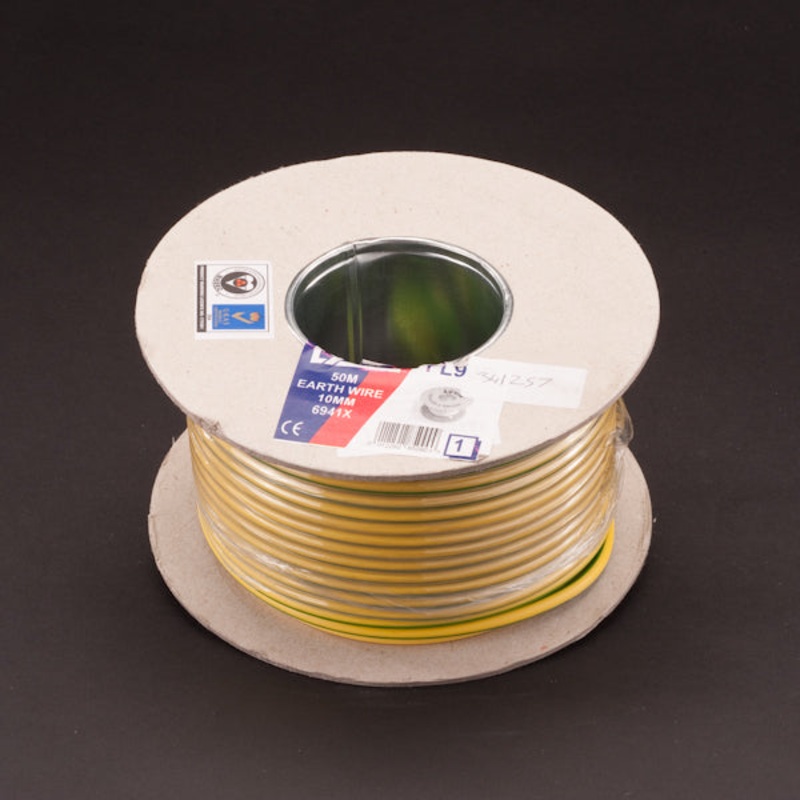 PX BASEC 1 Core Cable – Green & Yellow – 50m x 10mm