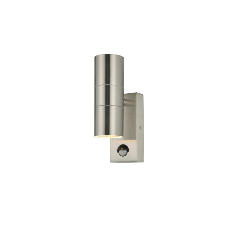 Zink Up Down Outdoor Wall Light With PIR – Stainless Steel
