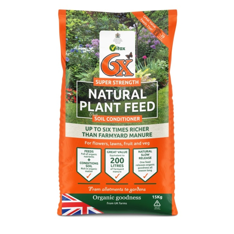 Vitax 6x Organic Fibrous Fertiliser Bag – 15kg