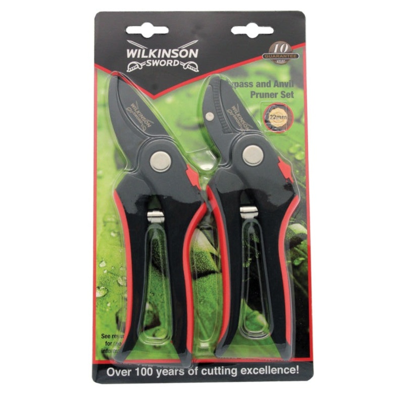 Wilkinson Sword Bypass & Anvil Pruners SetTwin Pack – On Blister Card