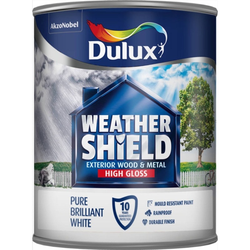 Dulux Weathershield Exterior Quick Dry Gloss 750ml – Pure Brilliant White