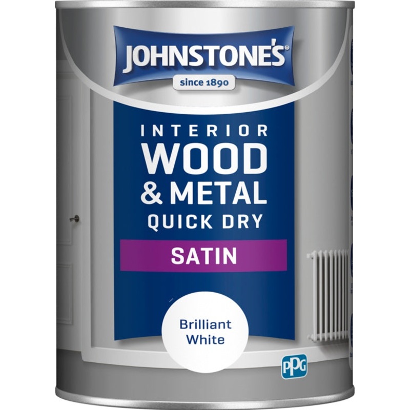 Johnstone’s Quick Dry Satin – Brilliant White – 1.25L