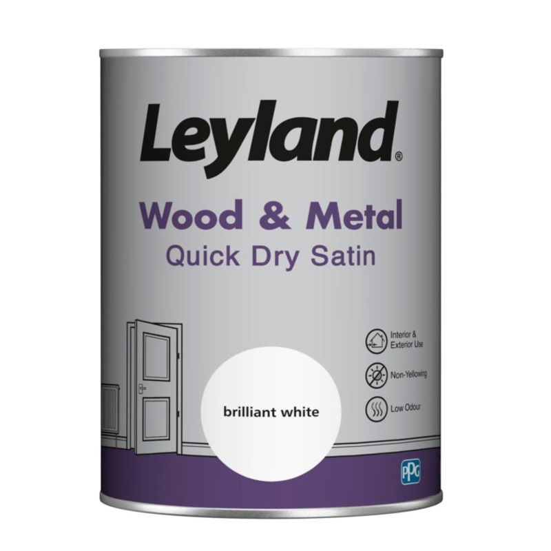 Leyland Wood & Metal Quick Dry Satin 1.25L – Brilliant White