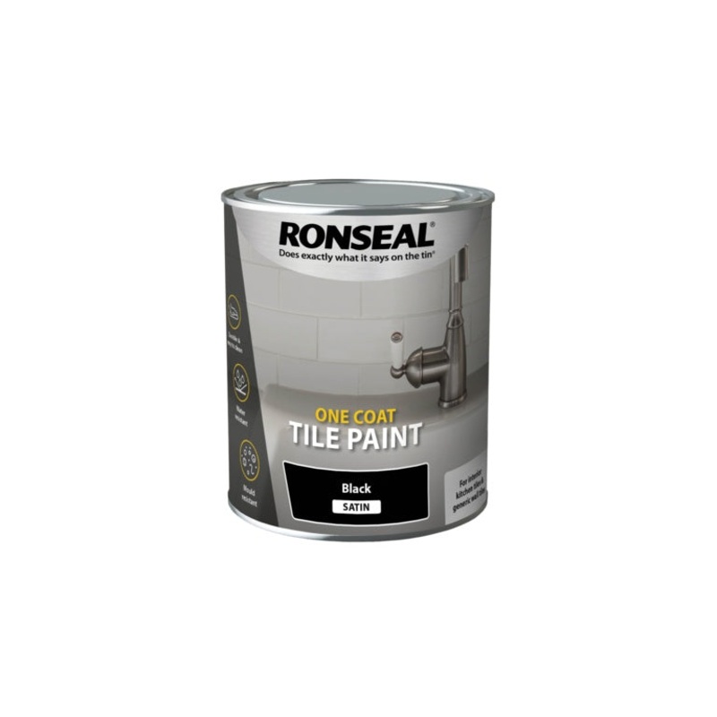 Ronseal One Coat Tile Paint 750ml – Black Satin