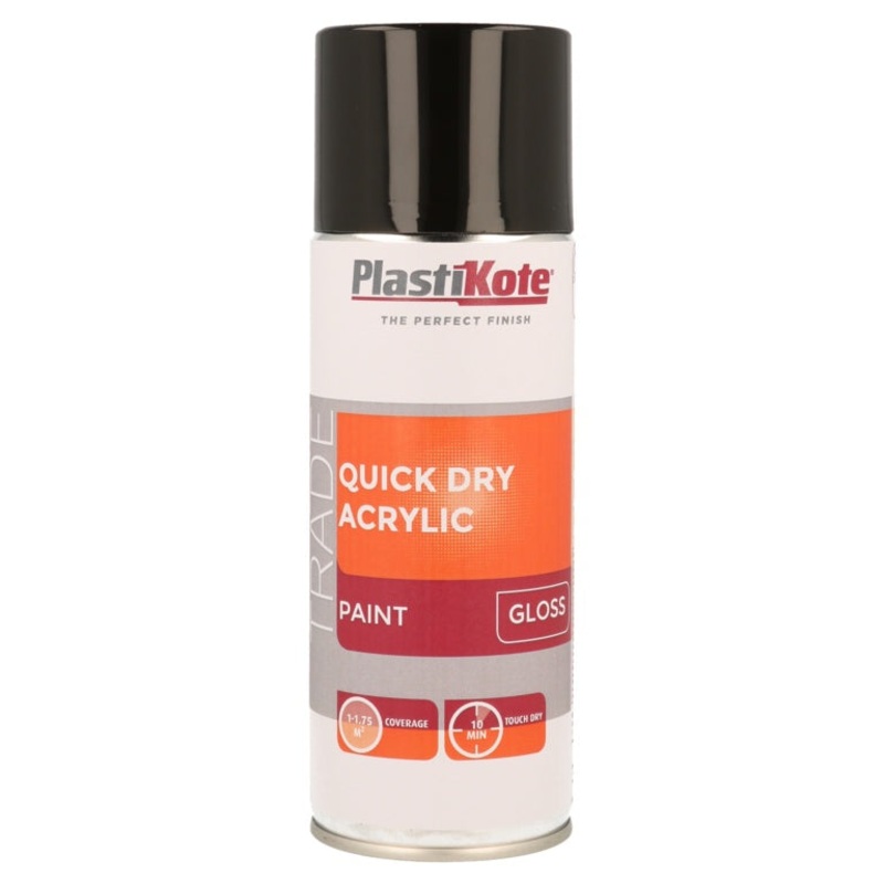 PlastiKote Quick Dry Acrylic Spray 400ml – Black Gloss