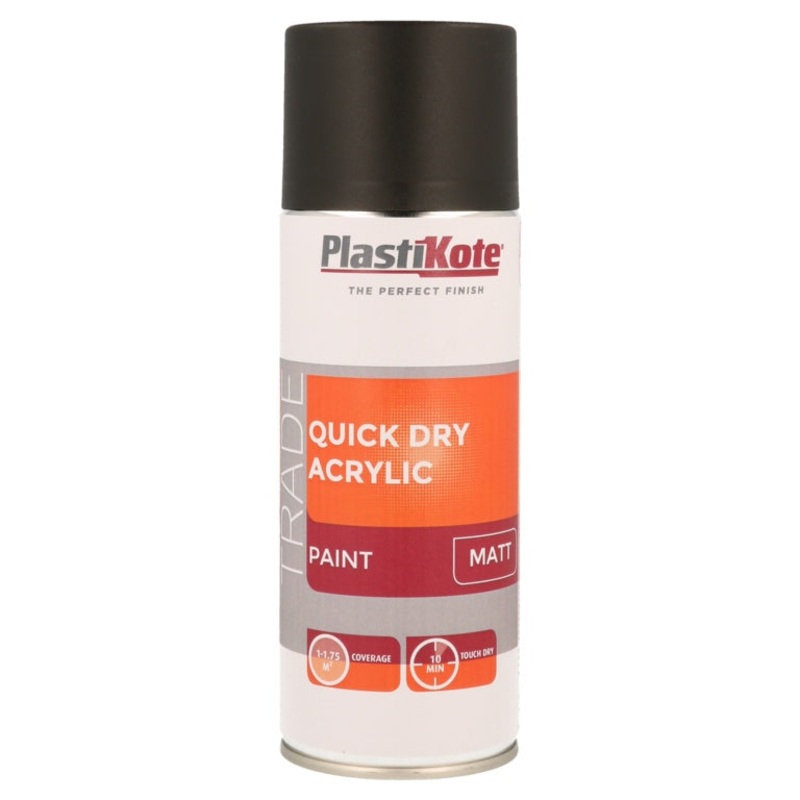 PlastiKote Quick Dry Acrylic Spray 400ml – Black Matt