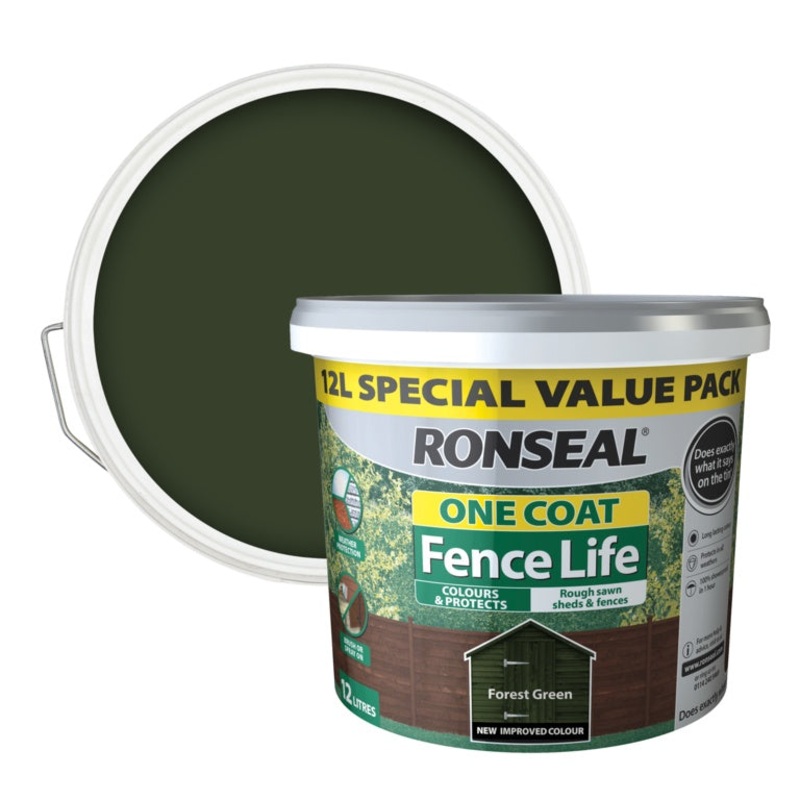 Ronseal One Coat Fence Life 12L – Forest Green