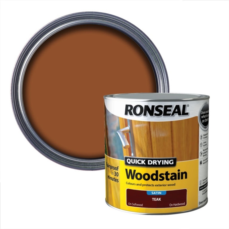 Ronseal Quick Drying Woodstain Satin 2.5L – Teak