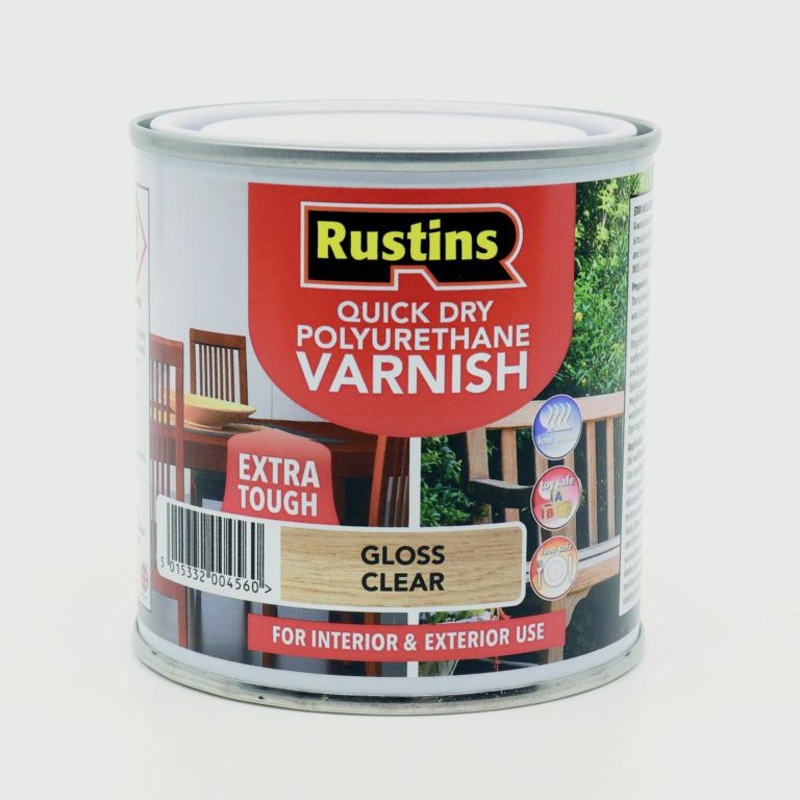 Rustins Polyurethane Gloss Varnish 250ml – Clear – Gloss