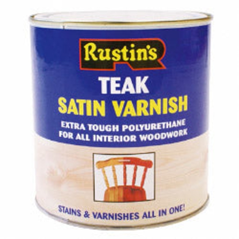 Rustins Polyurethane Satin Varnish 1L – Teak