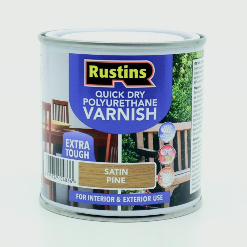 Rustins Polyurethane Satin Varnish 250ml – Pine