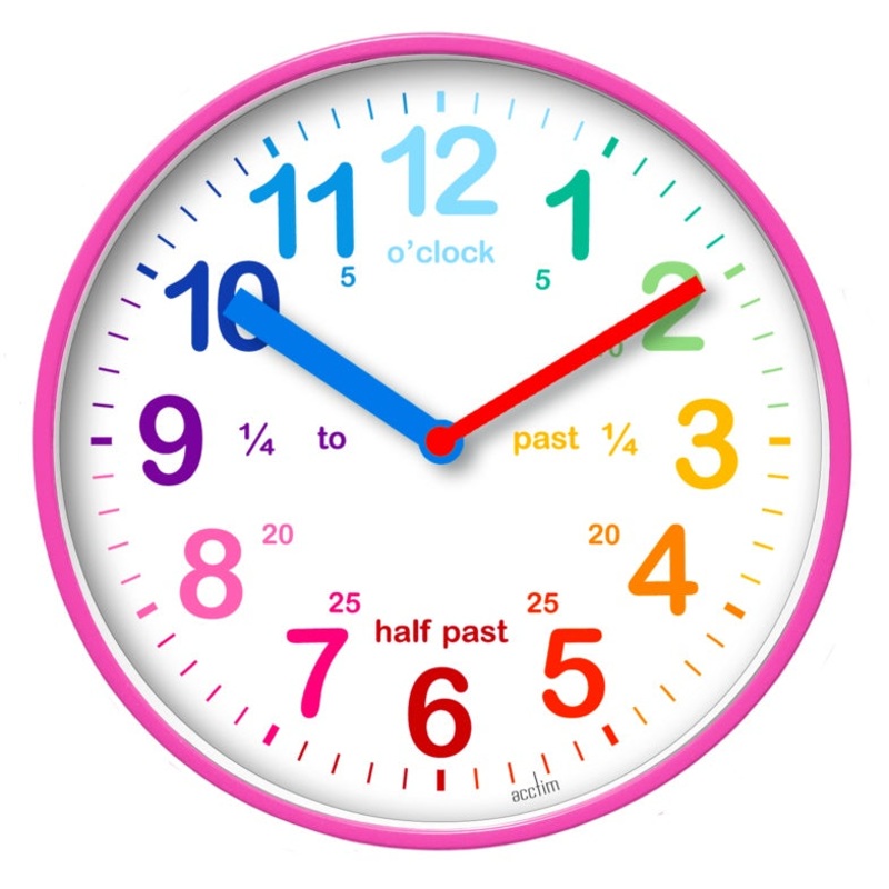 Acctim Wickford Kids Time Teach Clock 20cm – Pink