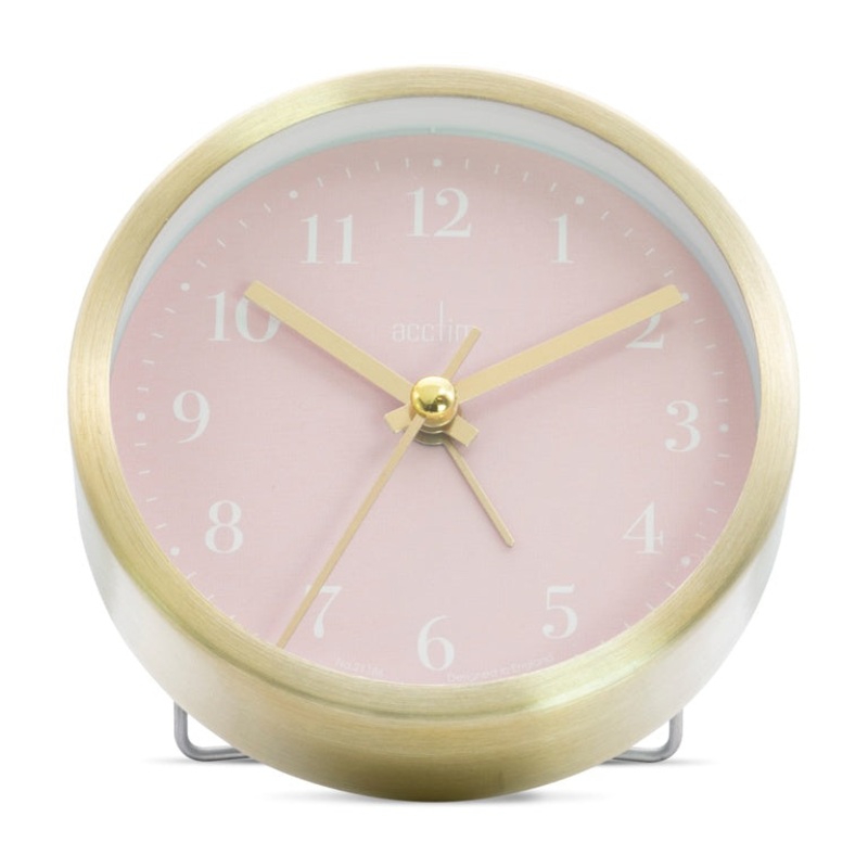 Acctim Tegan Alarm Clock – Brushed Gold/Pink