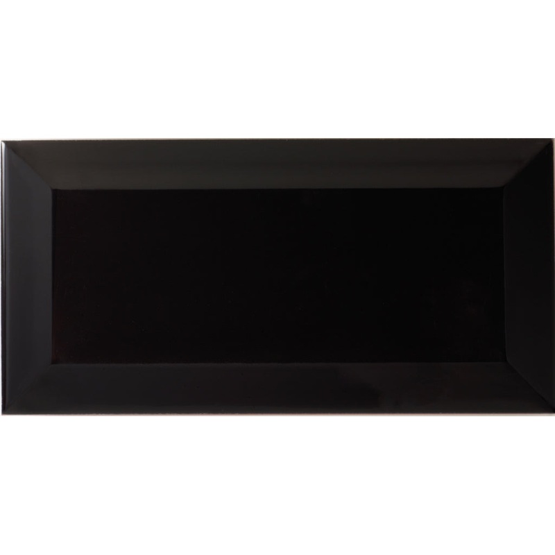 Johnson Tiles Bevel Brick Gloss Tiles – Black 200x100x7.5