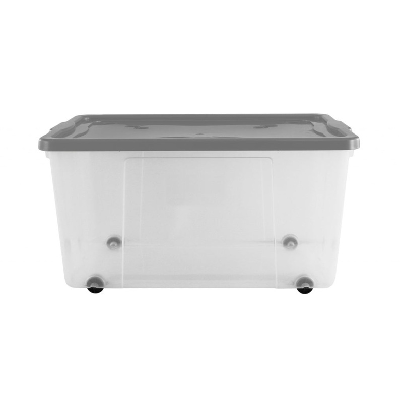 Premier Wheeled Box – 100L Clear / Platinum Lid & Wheels