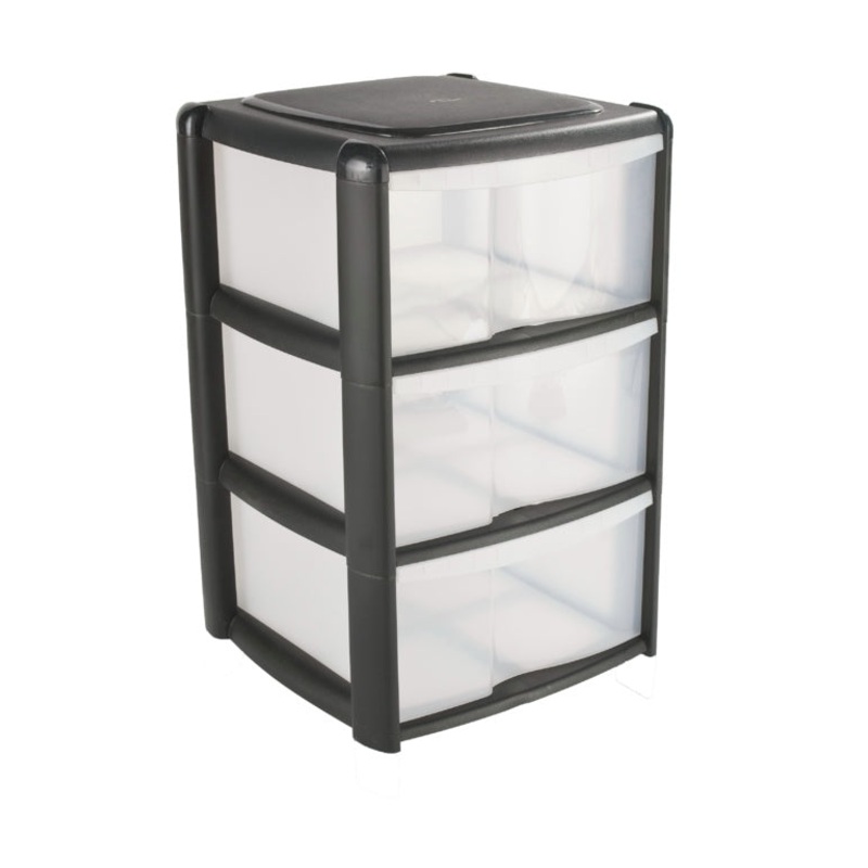 Tontarelli 3 Drawer Tower Black