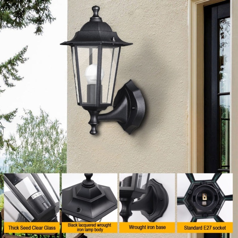Extrastar Outdoor Vintage Wall Light W/E27 L/H – Black