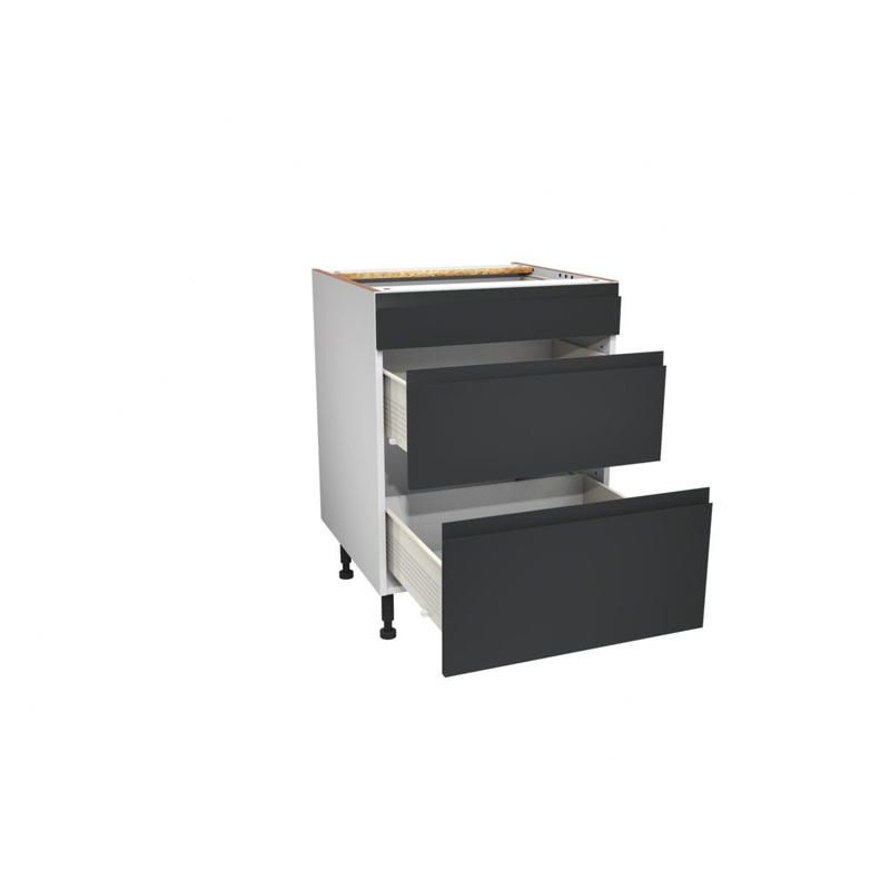 Gower Rapide+ Capri Dark Matt Grey 3 Drawer Base Unit – 600mm