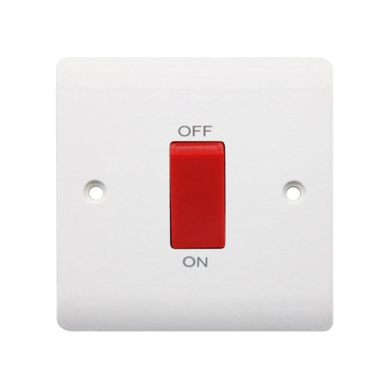Securlec 1 Gang Double Pole Cooker Switch – 45amp – Square
