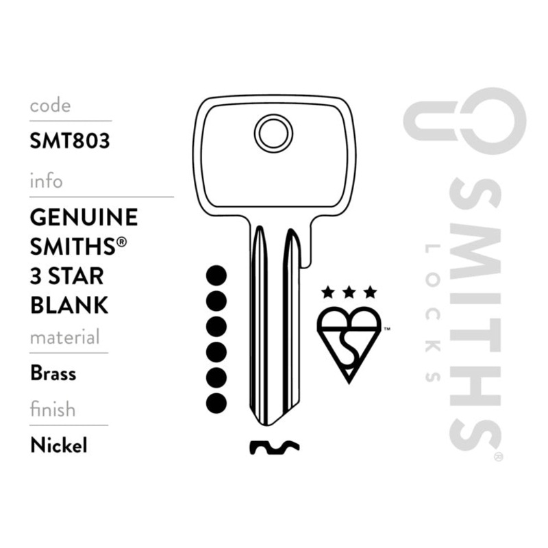 Smiths Locks 3 Star Euro Cylinder 6 Pin Key Blank – Pack 10