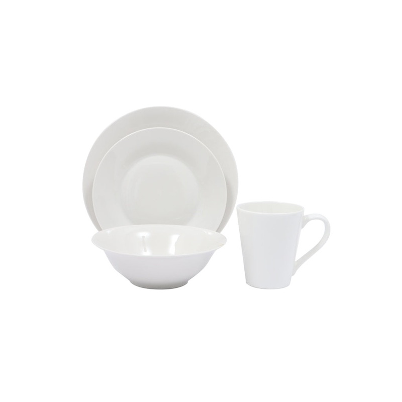 Basiks White Porcelain Dinner Set – 16 Piece