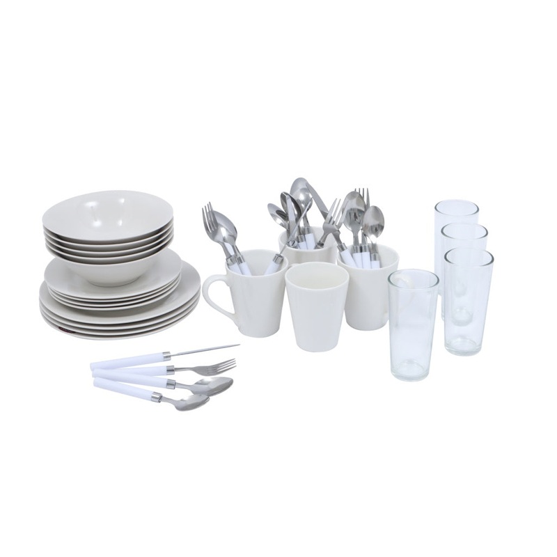 Basiks White Porcelain Dinner Set – 36 Piece