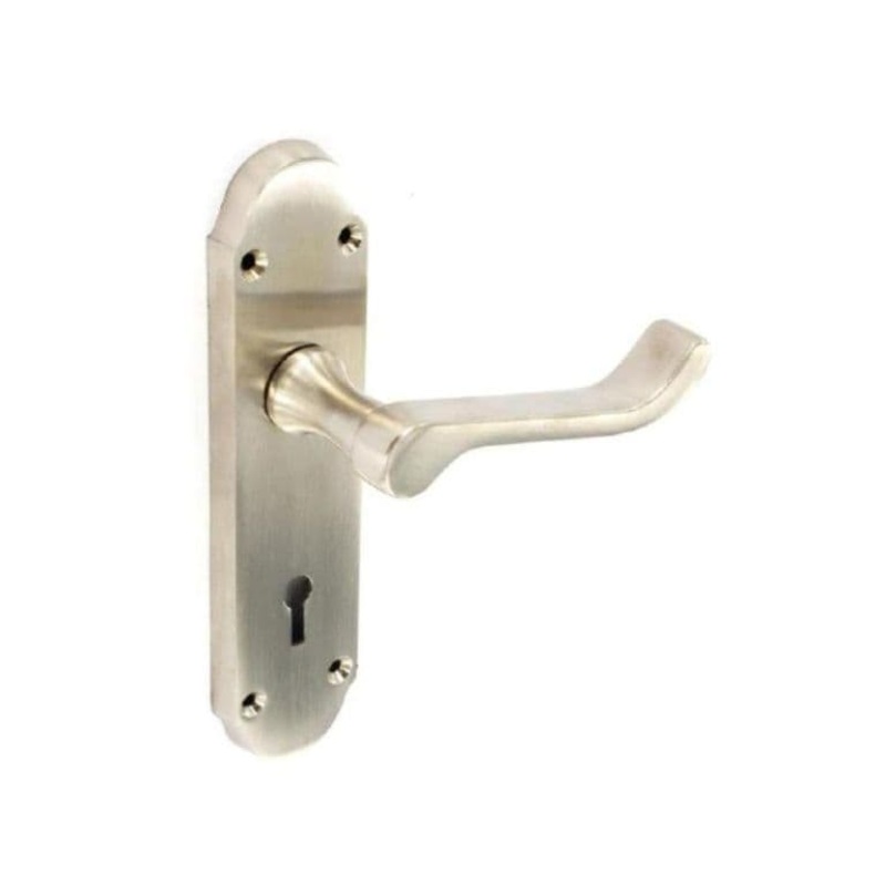 Securit Brushed Nickel Shaped Lock Handles (1 Pair) – 170mm