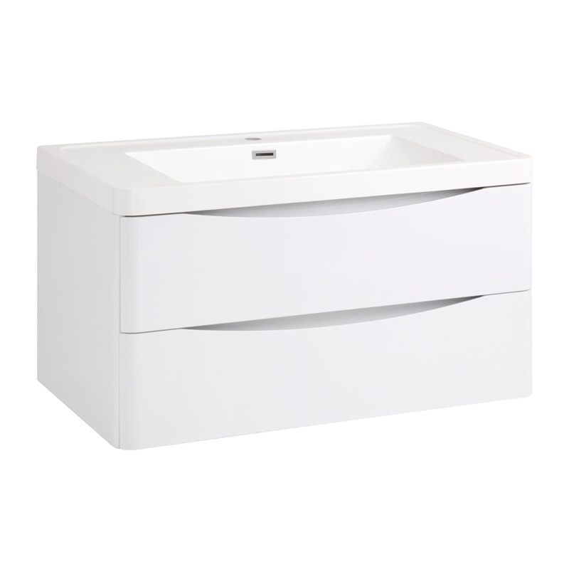 SP Ocata Gloss White Wall Hung Drawer Basin Unit – 900mm