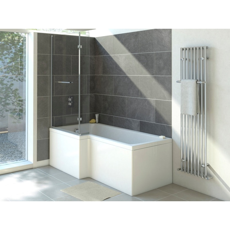Trojan Solarna L Shape Bath Screen with Towel Rail – 1400 x 800mm