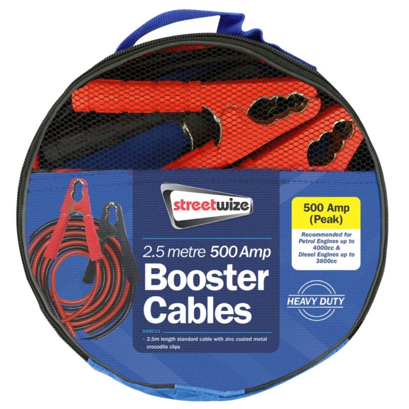 Streetwize Booster Cable 500 Amp To 4000cc – 2.5m