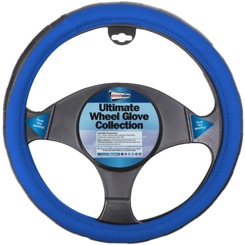 Streetwize Steering Wheel Glove – Black/Blue – Sports Grip