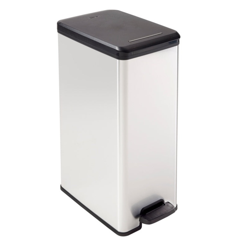 Curver Slim Line Stainless Steel Effect Deco Pedal Bin – 40L