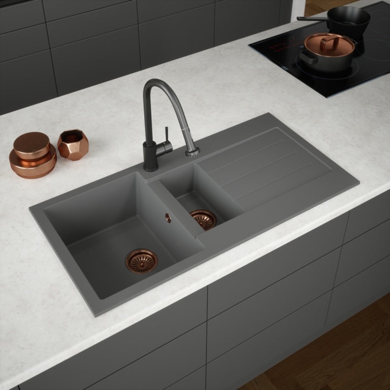 Ellsi Comite 1.5 Bowl Sink & Waste – Grey 100 x 50cm