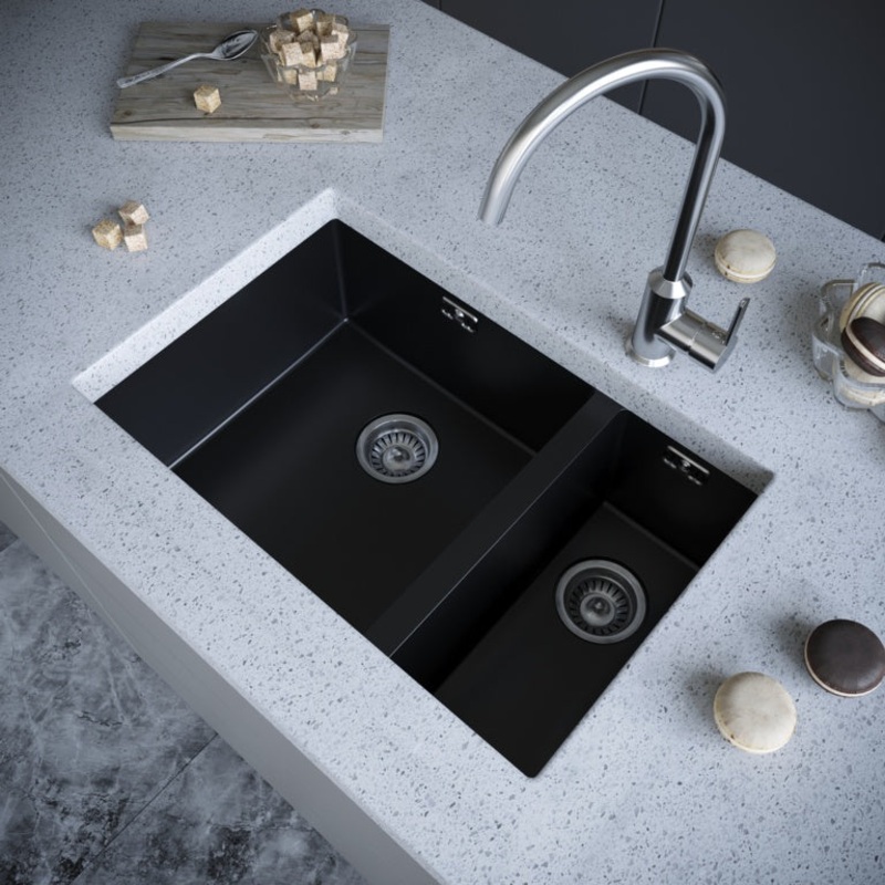 Ellsi Undermount Sink & Waste – 670mm Black