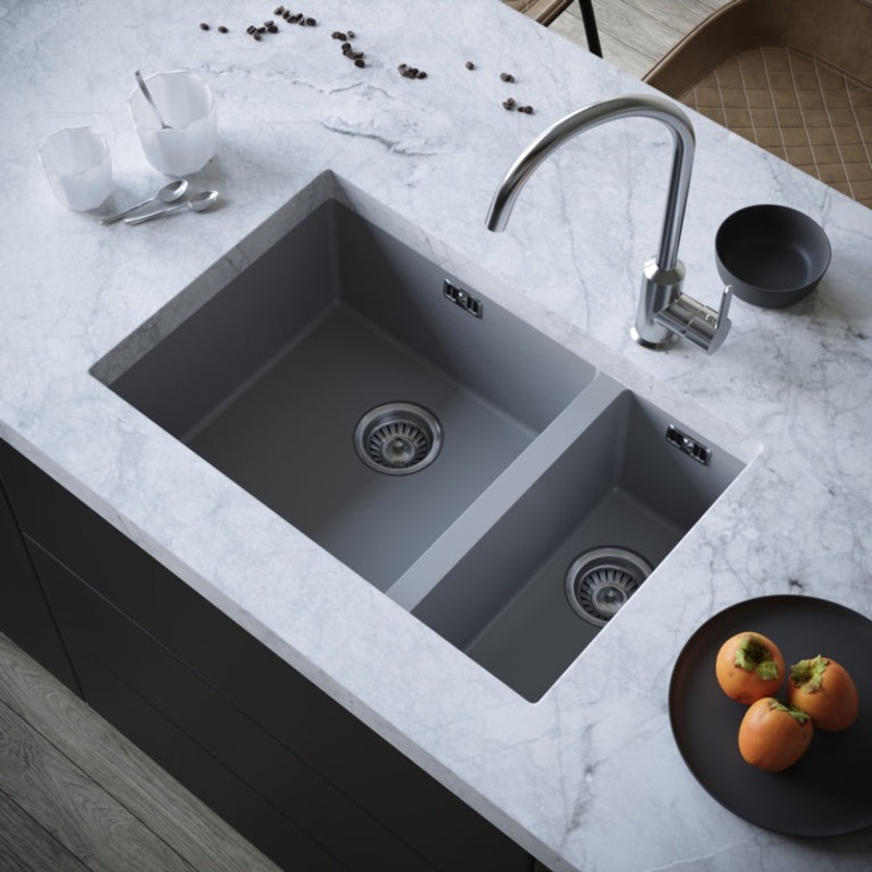 Ellsi Undermount Sink & Waste – 670mm Grey