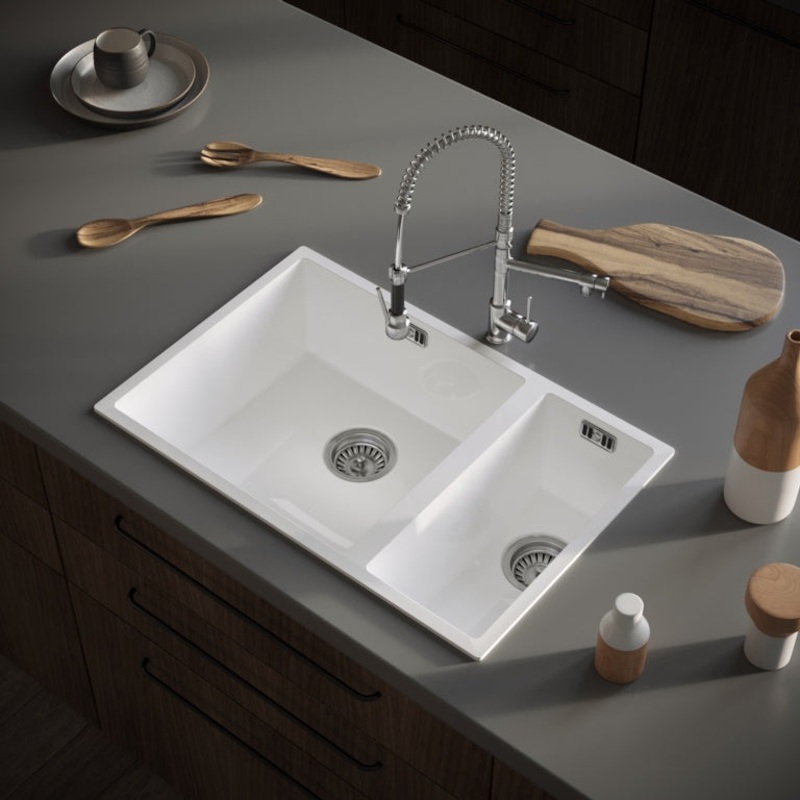 Ellsi Undermount Sink & Waste – 670mm White