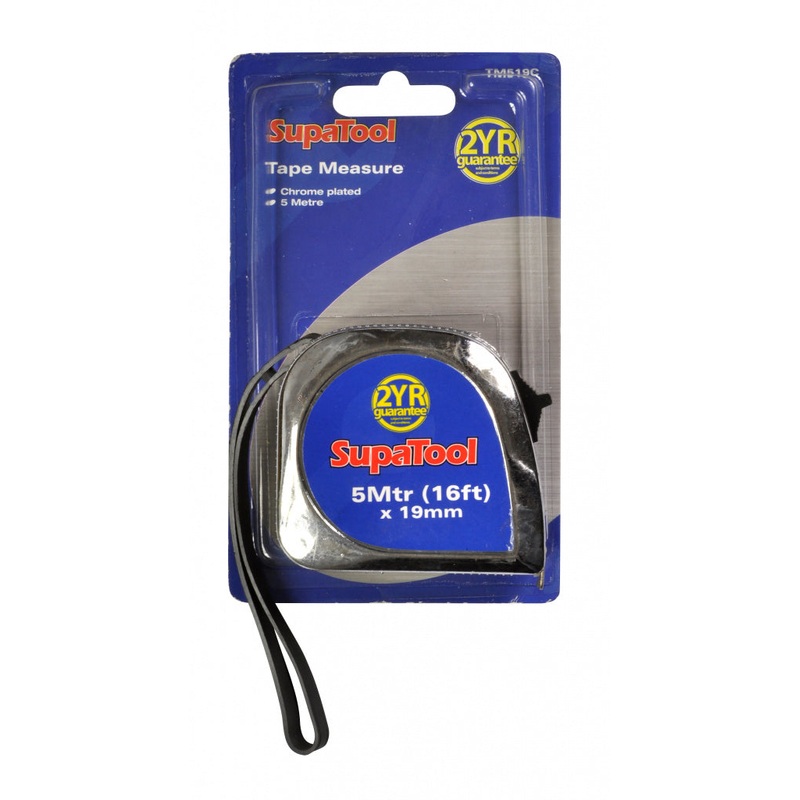 SupaTool Chrome Plated Tape Measure – 5m x 19mm