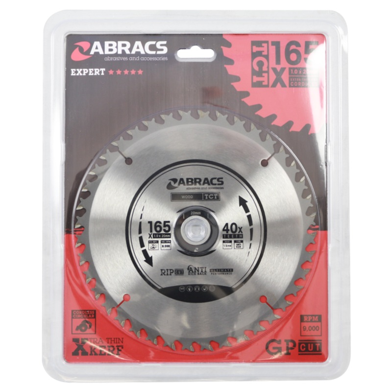 Abracs Circular Saw Blade – 165mm x 20mm x 40t 240v