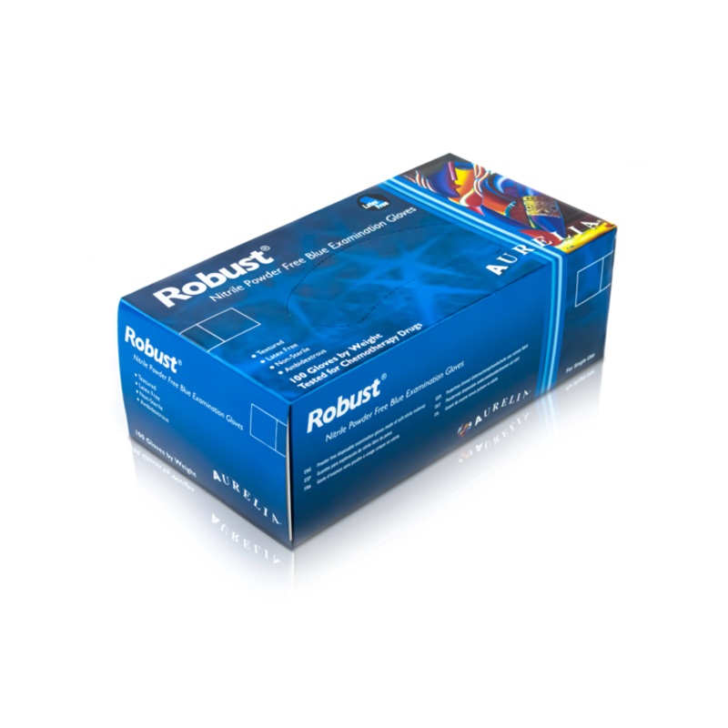 Aurelia Robust Nitrile Powder Free Blue Disposable Gloves – Large – Pack 100