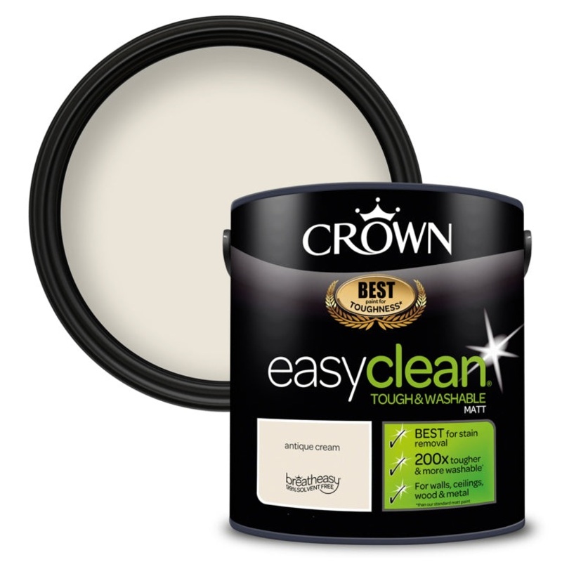 Crown Easyclean Matt Emulsion – 2.5L Antique Cream