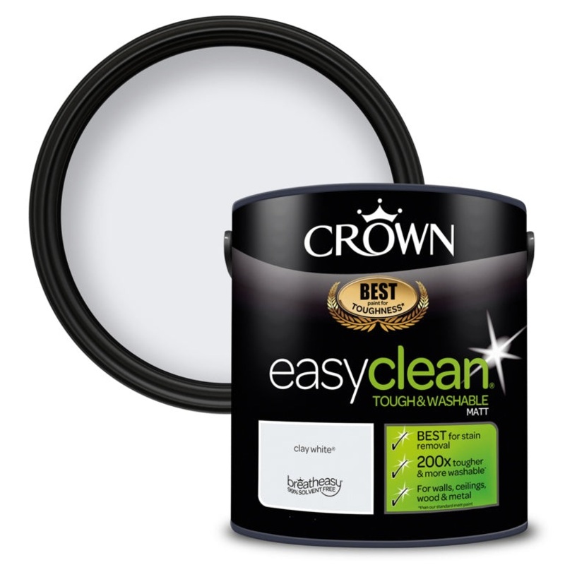 Crown Easyclean Matt Emulsion – 2.5L Clay White
