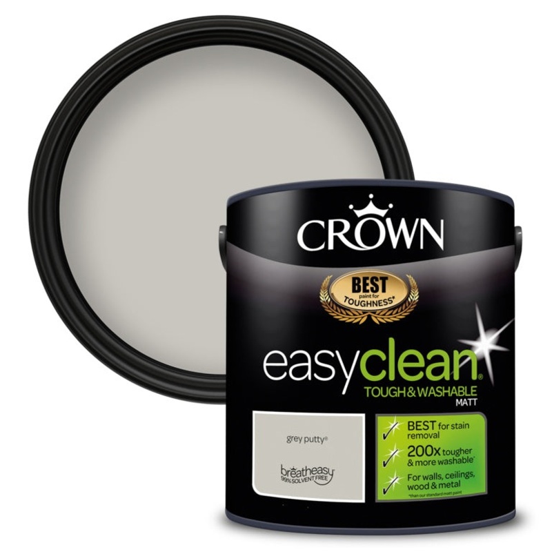 Crown Easyclean Matt Emulsion – 2.5L Grey Putty