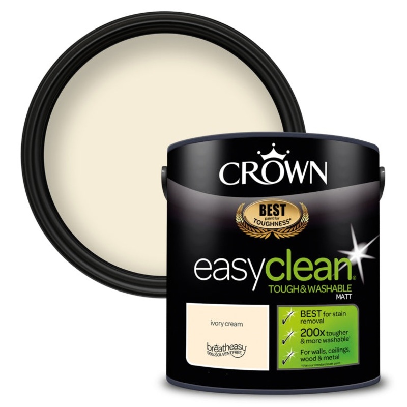 Crown Easyclean Matt Emulsion – 2.5L Ivory Cream