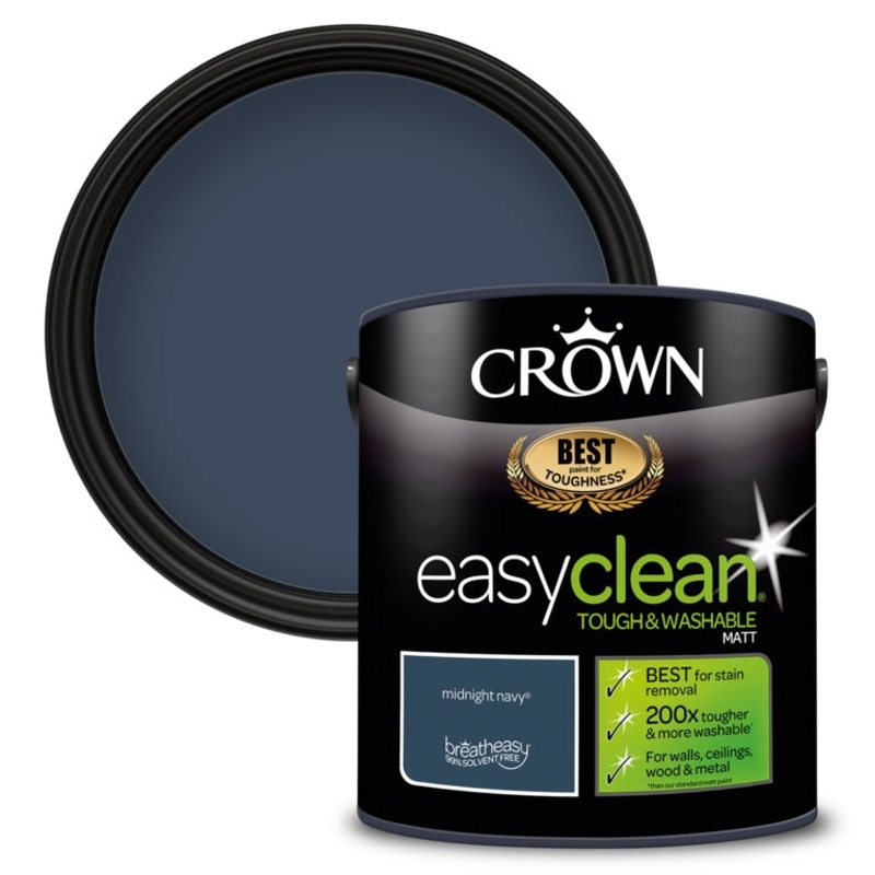 Crown Easyclean Matt Emulsion – 2.5L Midnight Navy