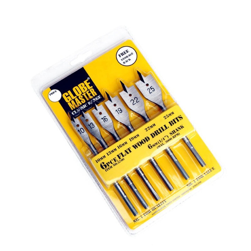 Globemaster Flat Wood Drill Bit Set – 6 Piece