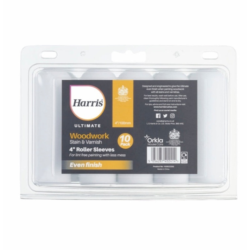 Harris Ultimate Woodwork Stain Varnish Sleeve – 4 10 Pack