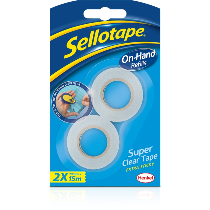 Sellotape On Hand Refill – 18mm x 15m (Pack of 2)